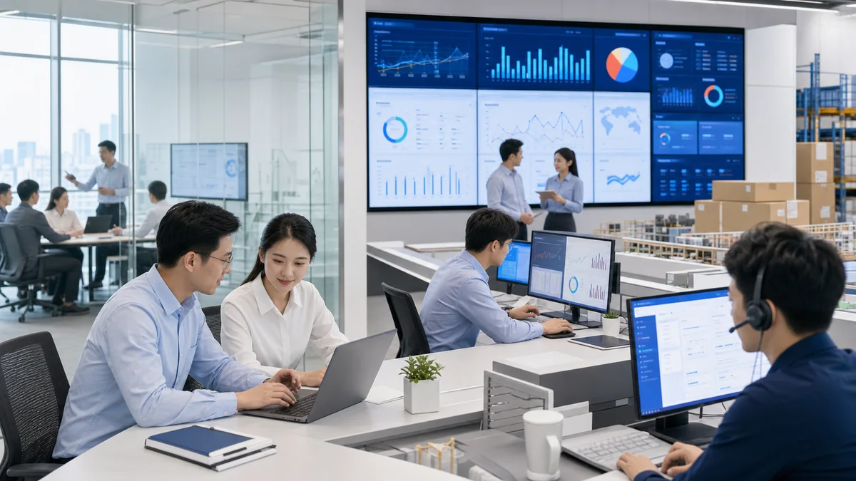 卓越云软件 ERP 服务团队与经营数据大屏场景